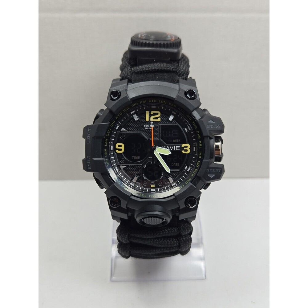 Kavie KV1155 Tactical Survival Analog Digital Black Paracord Outdoor New Battery